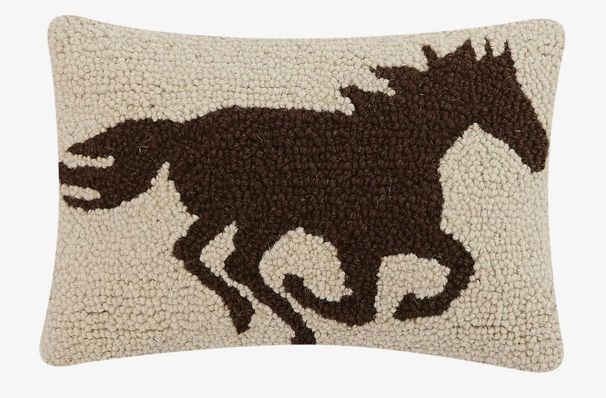 Racehorse Brown Silhouette Hook Pillow