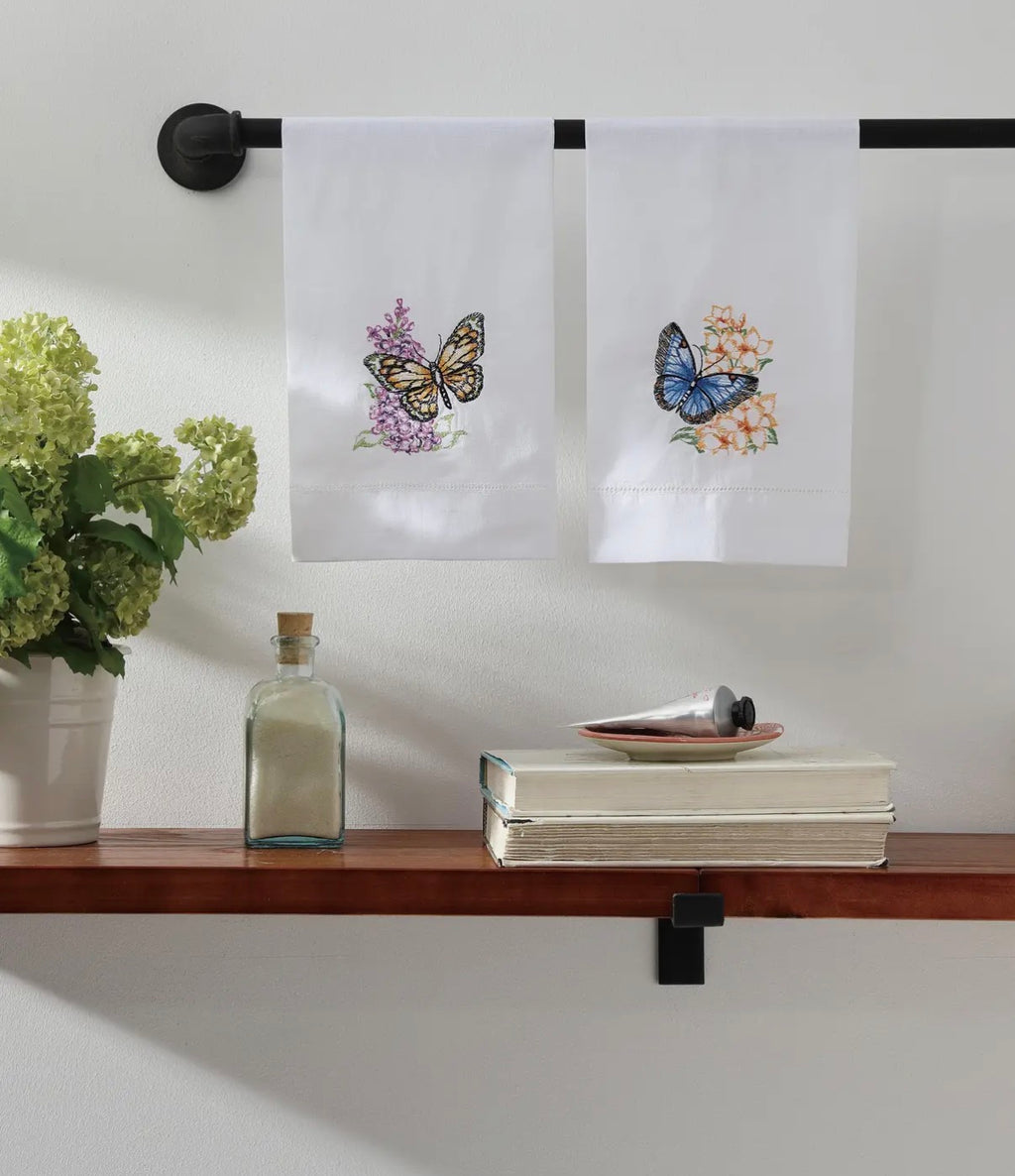 Butterfly (orange) & Flower Guest Towel
