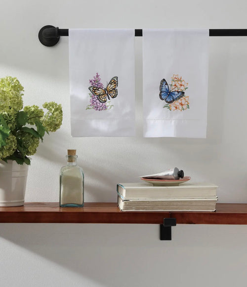 Butterfly (blue) & Flowers Guest Towel