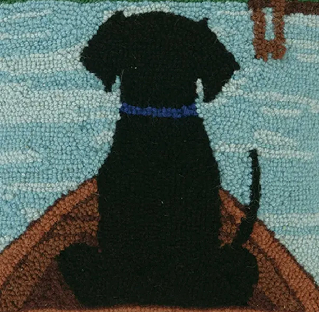 Black Lab in Canoe Hook Pillow