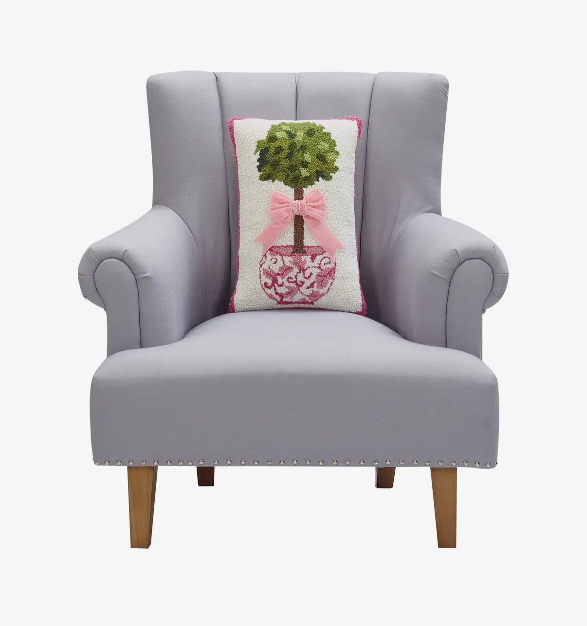 Chinoiserie Topiary Ribbon Hook Pilllow