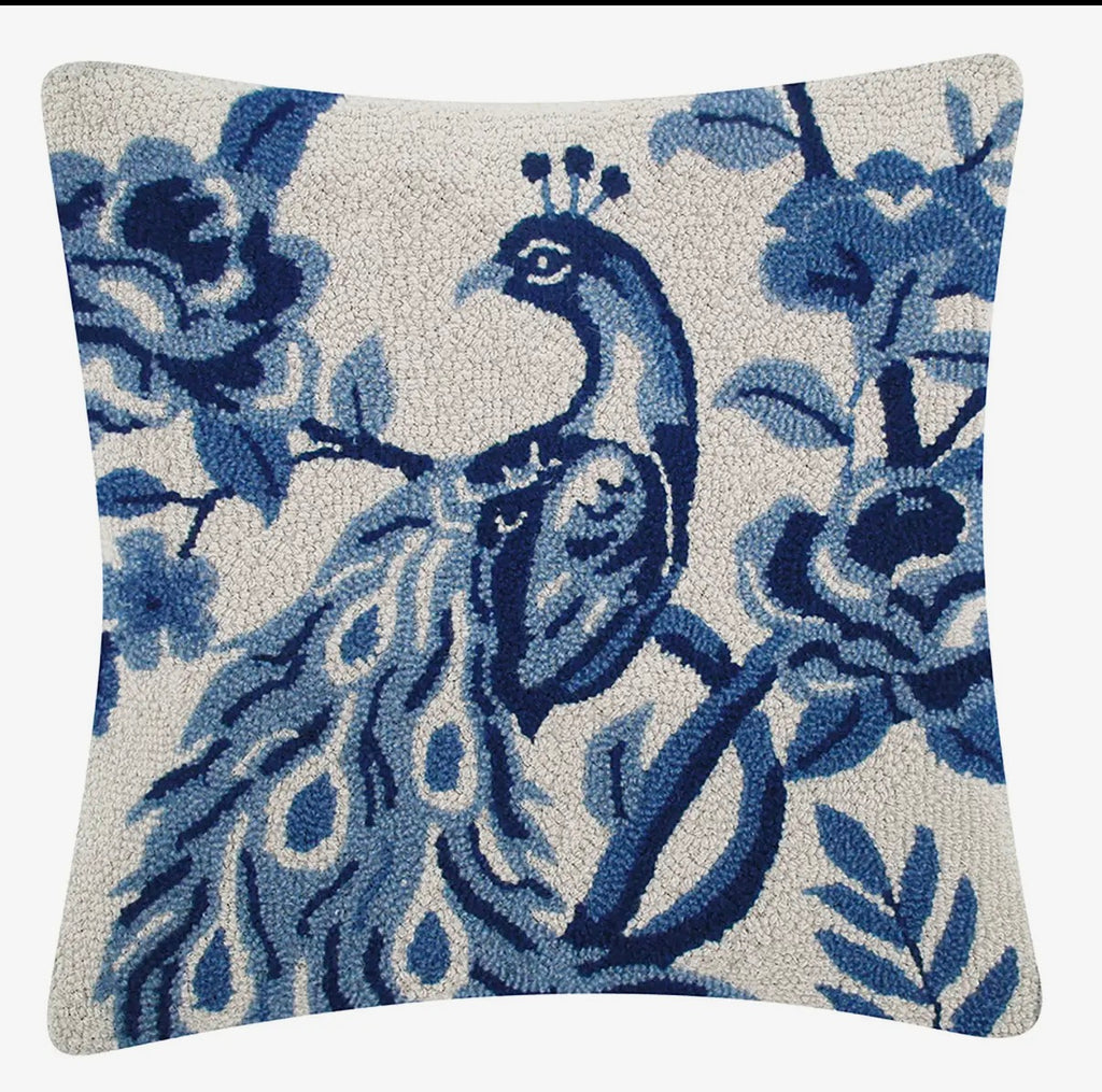 Chinoiserie Peacock Hook Pillow