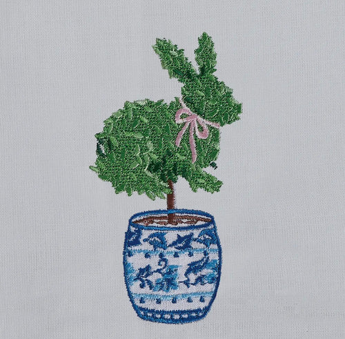 Bunny Topiary Embroidered Guest Towel