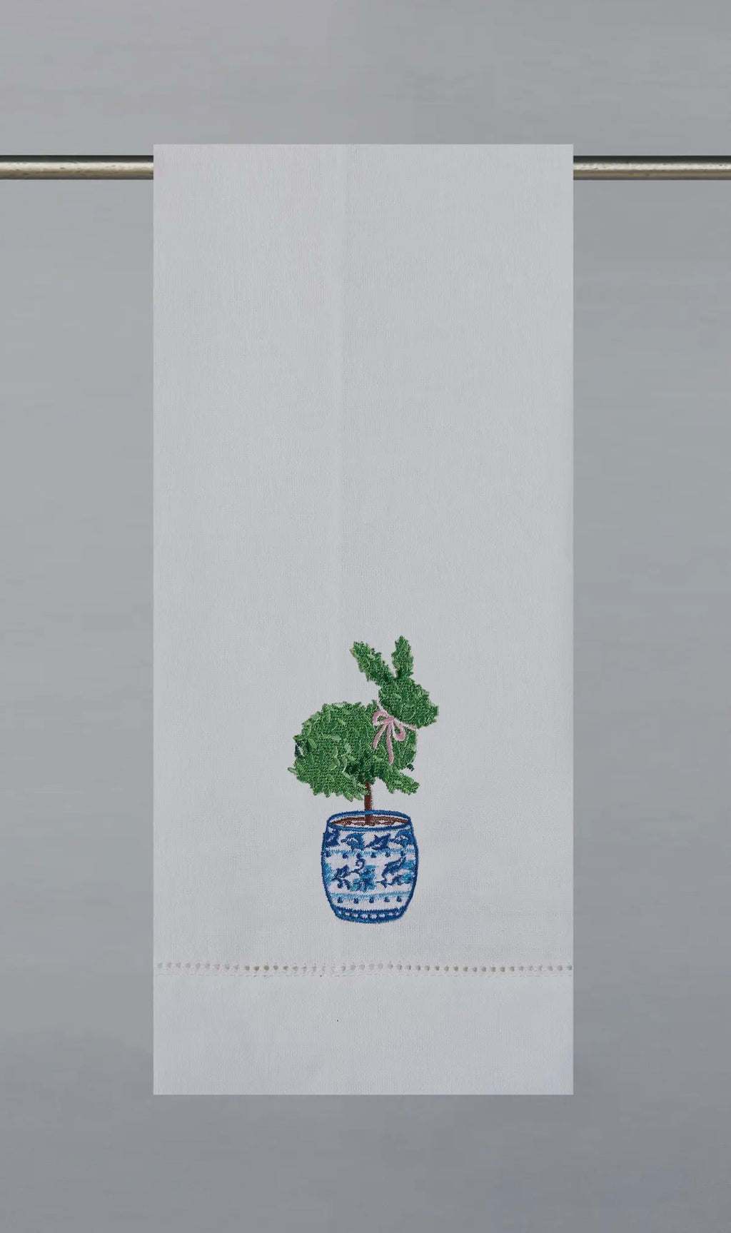Bunny Topiary Embroidered Guest Towel