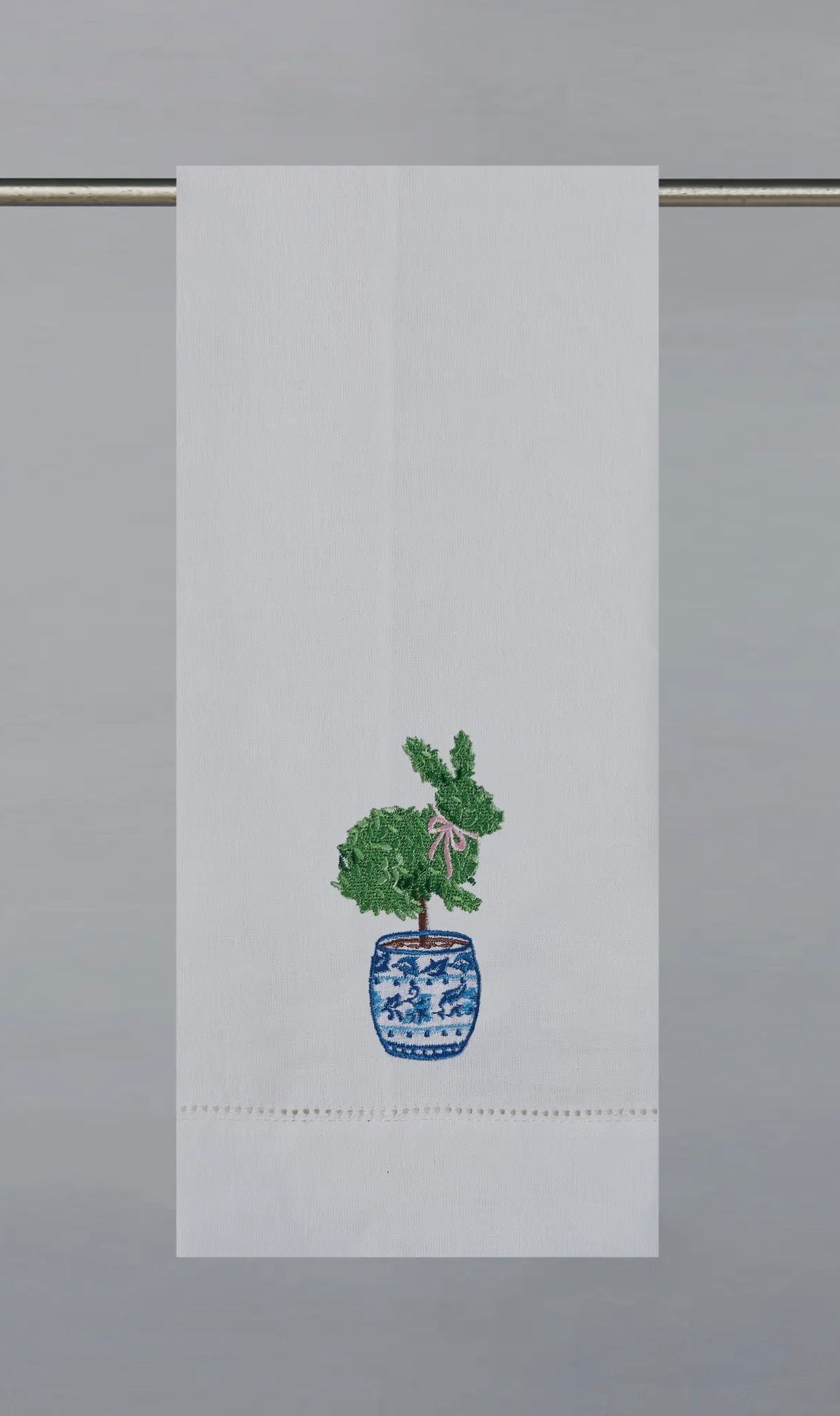 Bunny Topiary Embroidered Guest Towel