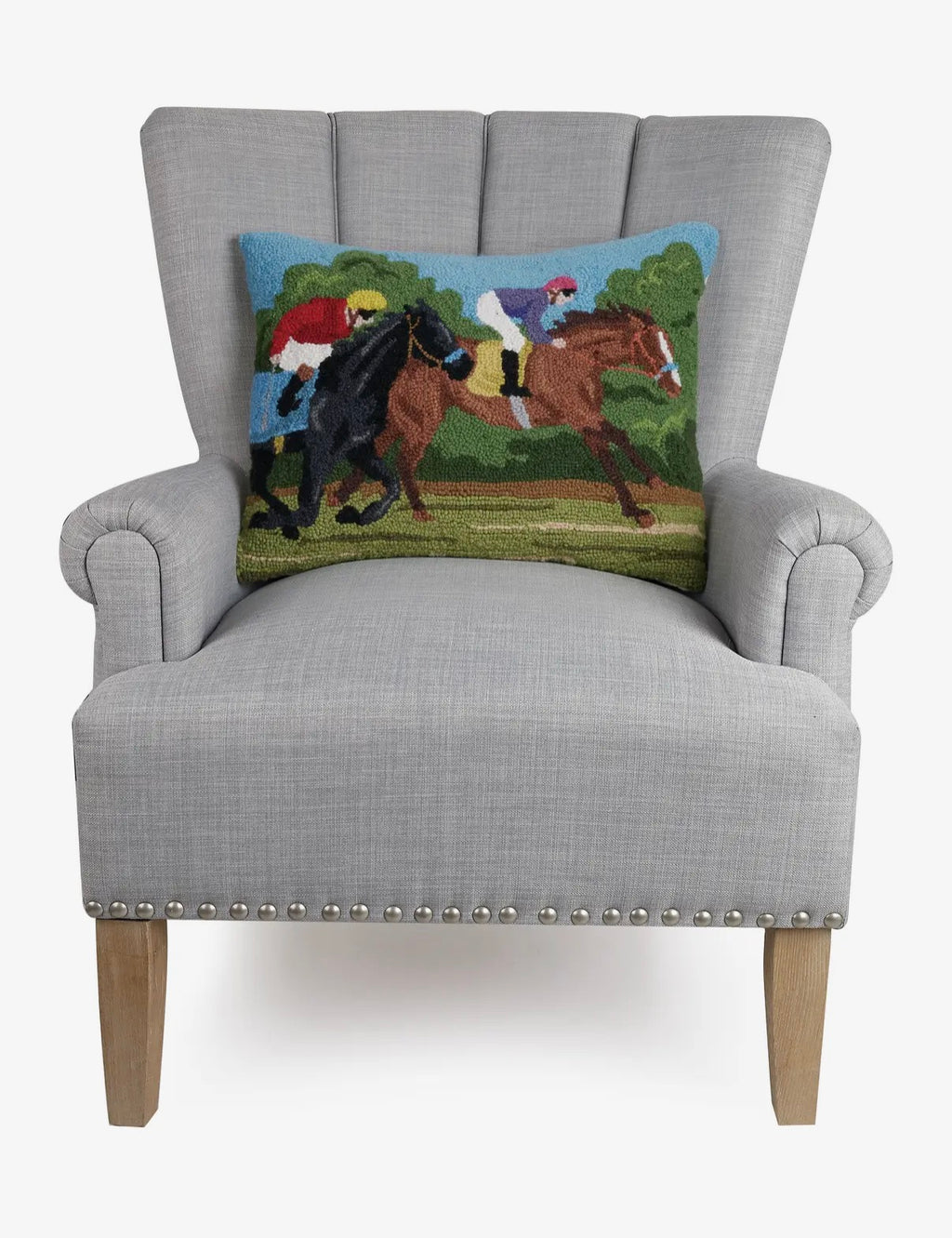 Two Racing Horses Hook Pillow