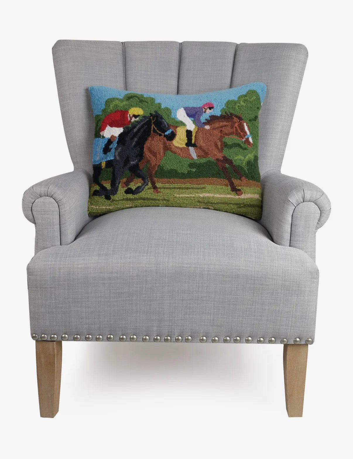 Two Racing Horses Hook Pillow