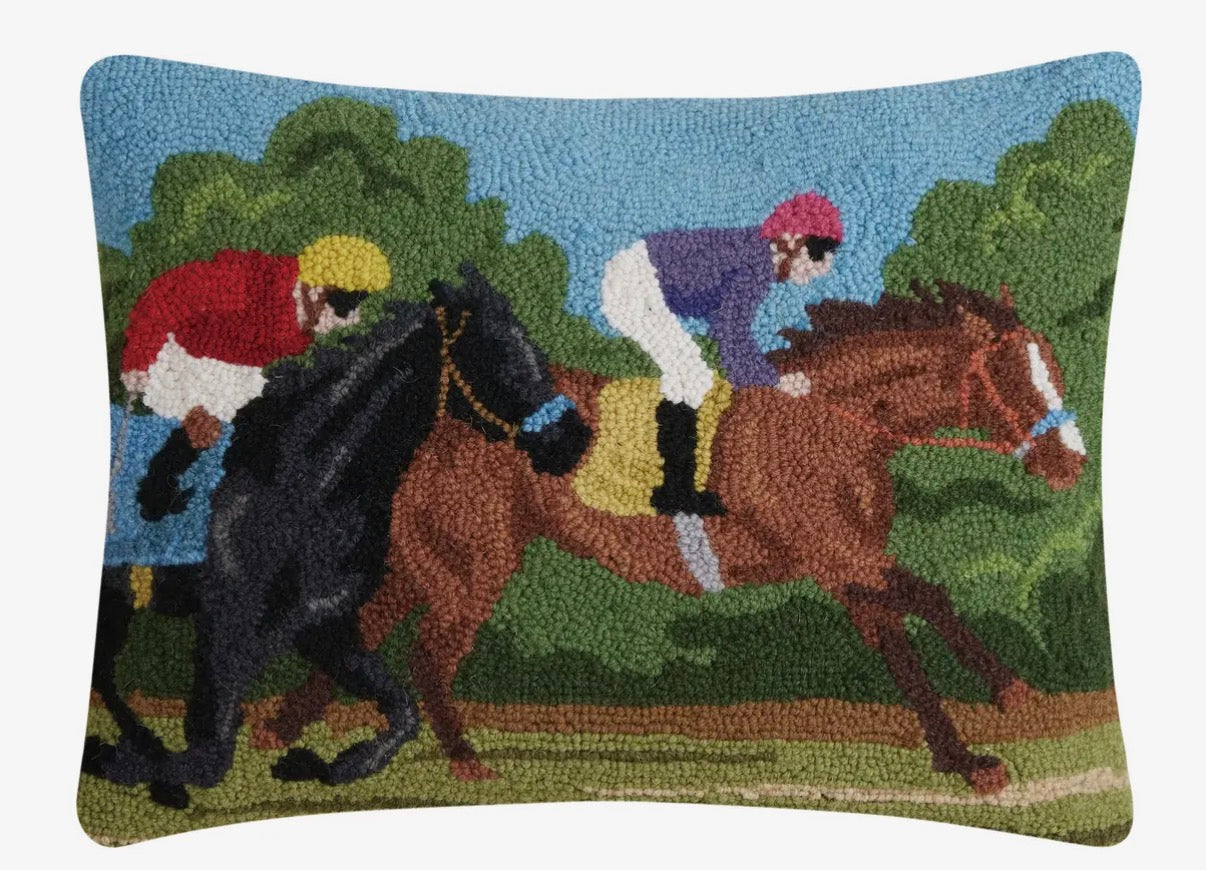 Two Racing Horses Hook Pillow